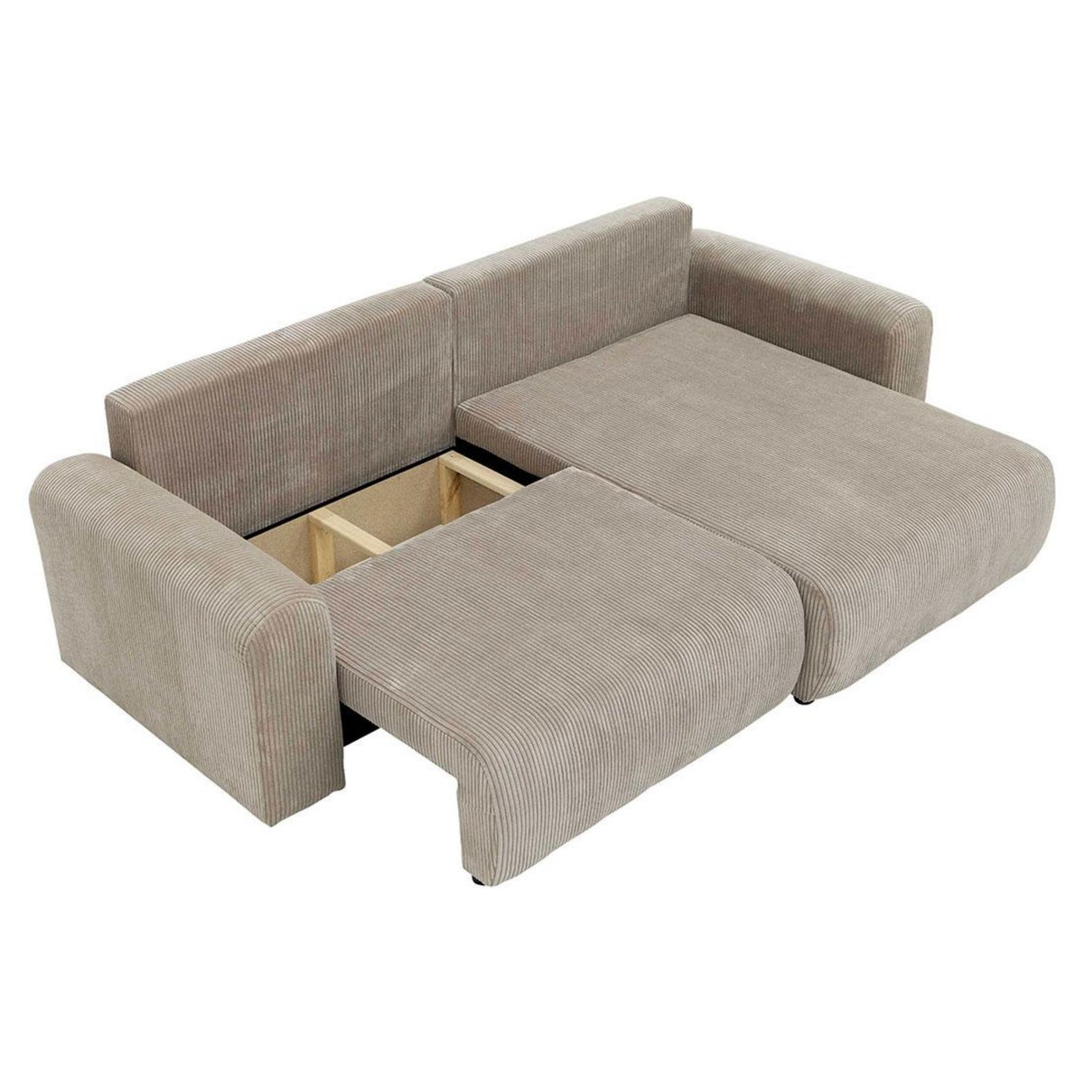 BEST MOBILIER Naomi - canapé d'angle réversible 4 places convertible avec coffre en velours côtelé