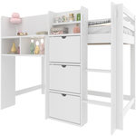 MERAX Lit enfant mi hauteur 90x200cm coloris blanc pin