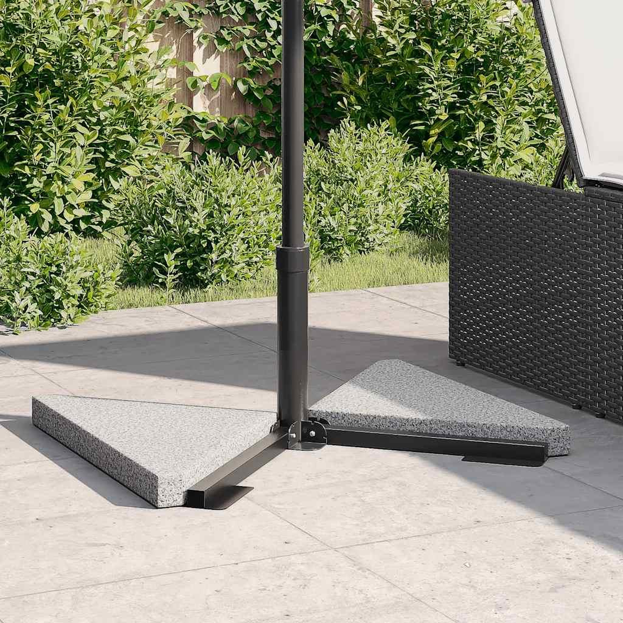 Voir la diapositive 3 : VIDAXL Plaques de poids de parasol 2 pcs triangulaire granit gris 14kg
