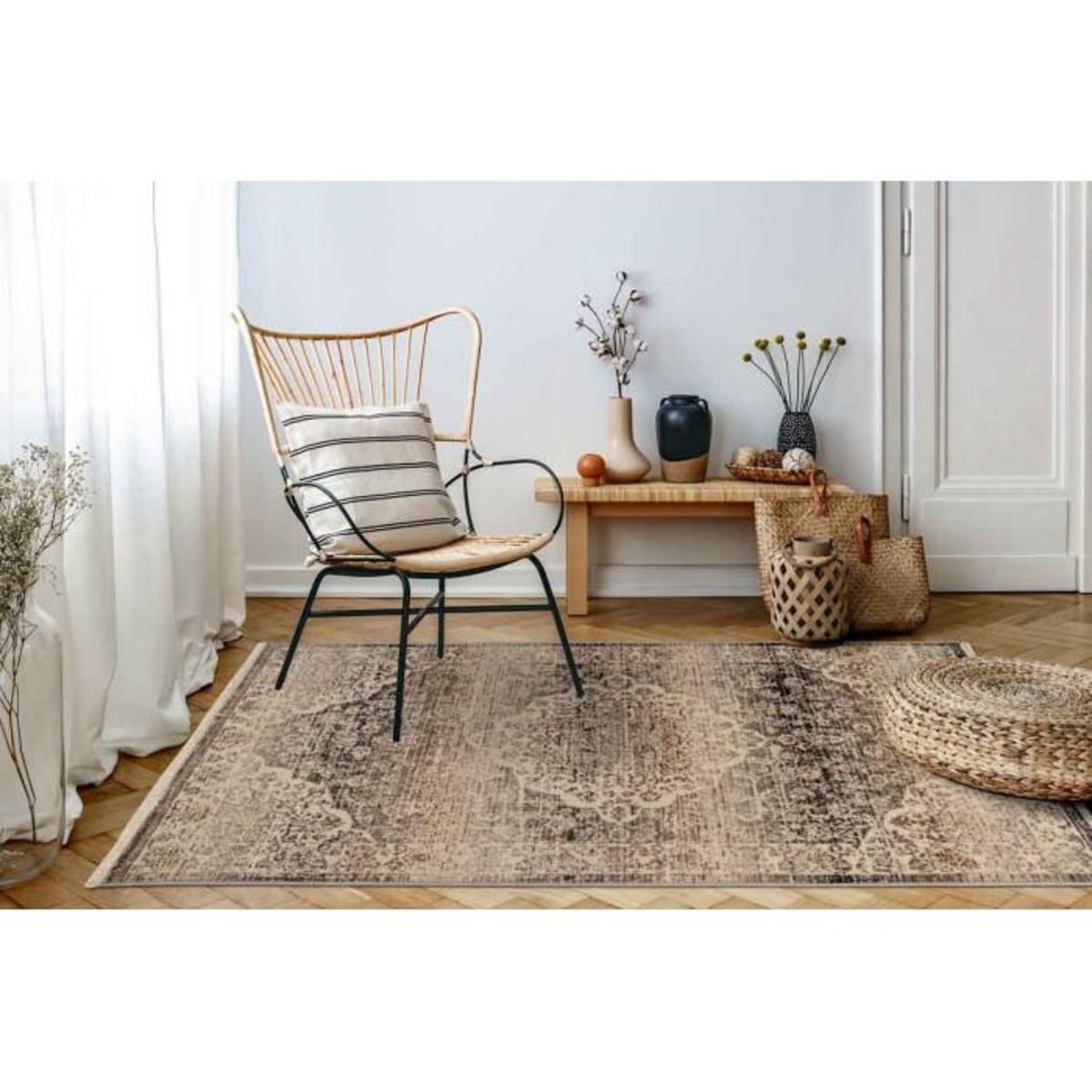 Paris Prix Tapis Tissé Oriental à Poils Plats  Charu III  Beige