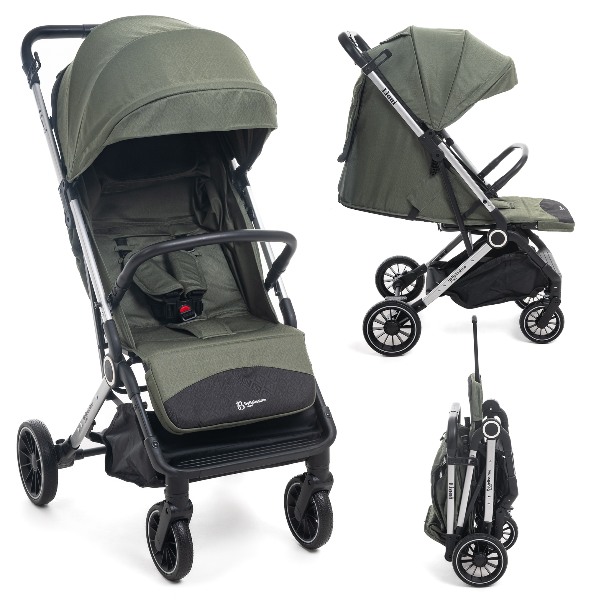Voir la diapositive 1 : BEBELISSIMO Poussette Bébé Canne Ultra Compacte – Légère – Pliage à Une Main – Guidon Valise – Lioni - vert