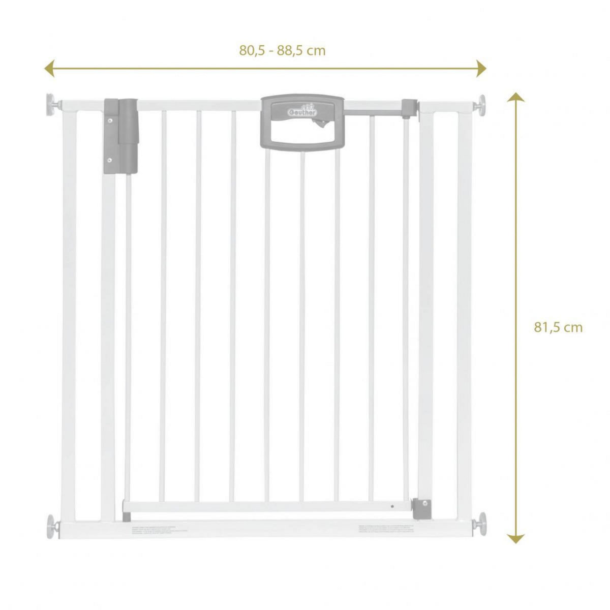 GEUTHER Barrière de Porte à Pression Easylock Plus en Métal - Ajustable de 88,5 cm à 96,5 cm, Couleur Blanc