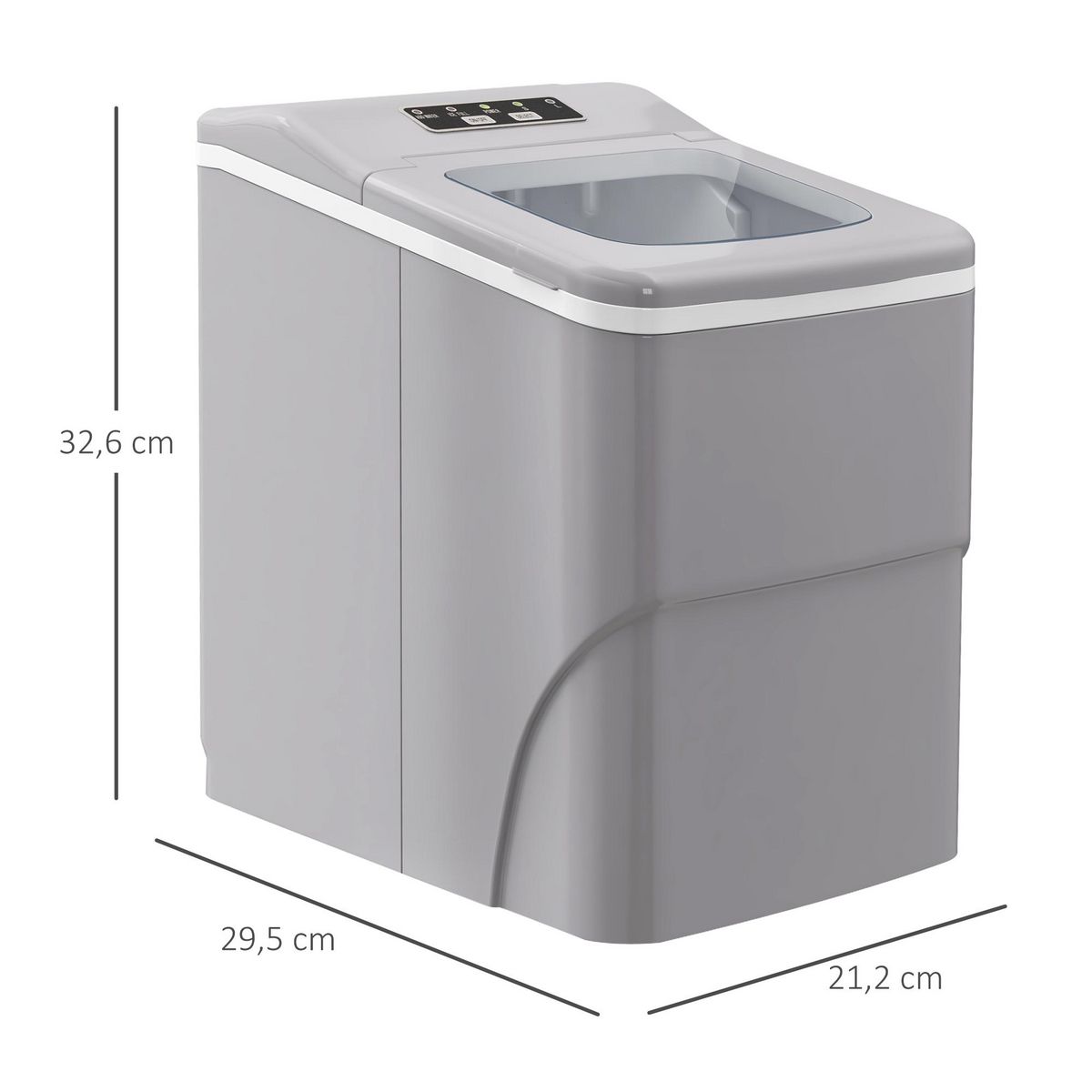 HOMCOM Machine à glaçon 130 W - capacité réservoir eau 2 L - capacité réservoir glace 0,7 Kg - cuillère et panier inclus - PP gris