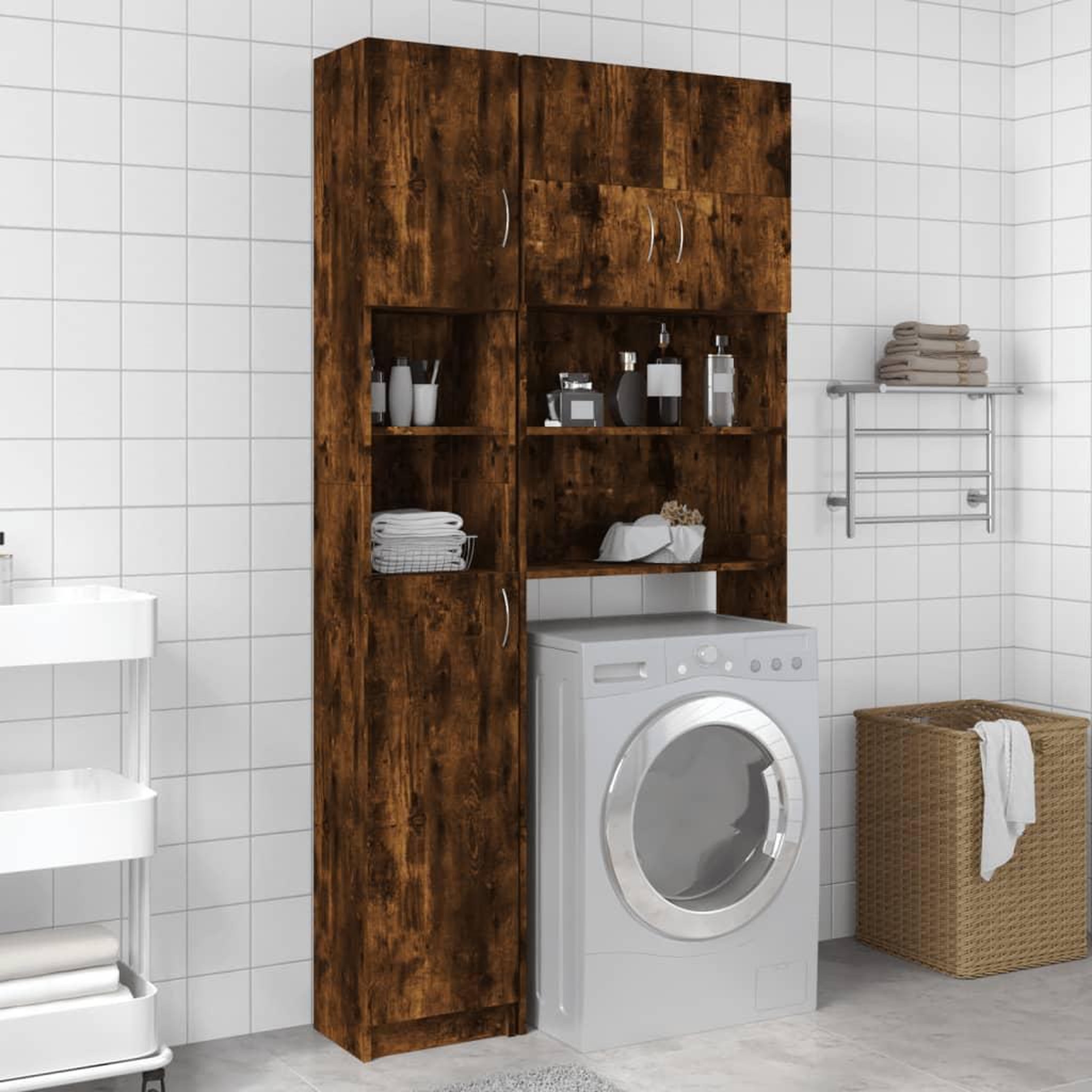 VIDAXL Armoire de bain Chene fume 32x25,5x190 cm Bois d'ingenierie