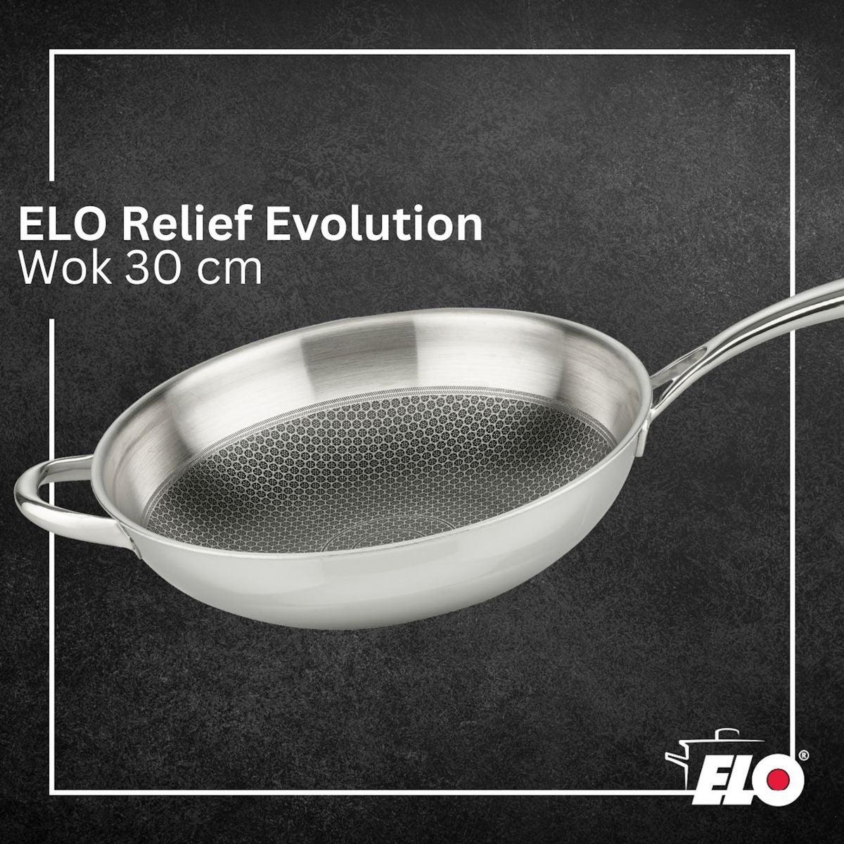 ELO Poêle wok 30 cm en inox 18/10 Elo Relief Evolution