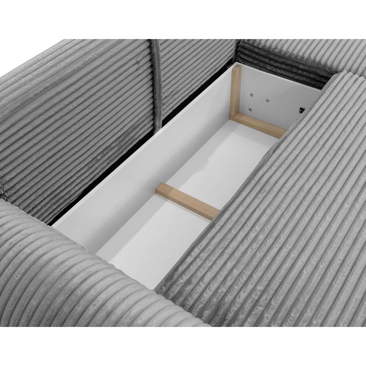 BEST MOBILIER Silvano - canapé d'angle droit 4 places convertible avec coffre en velours côtelé grosses côtes