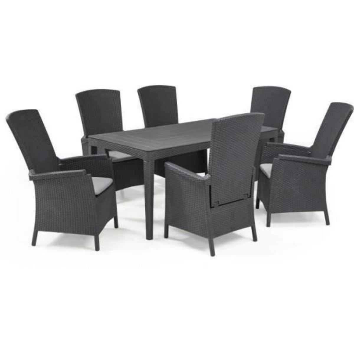 ALLIBERT BATH & DESIGN Fauteuil de jardin - Allibert by KETER - VERMONT - Résine imitation rotin tressé - Coloris : gris graphite - Dossier inclinabl