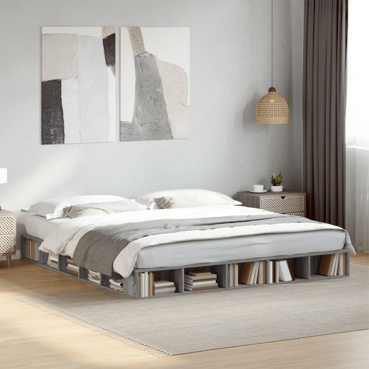 VIDAXL Cadre de lit sans matelas sonoma gris 200x200 cm