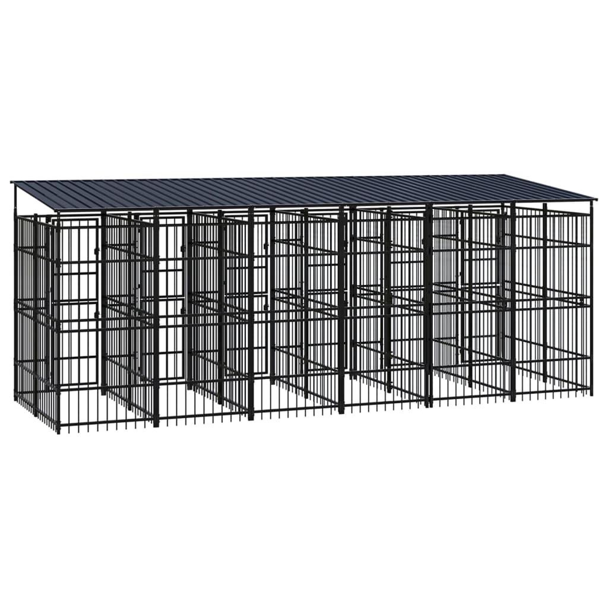 Voir la diapositive 4 : VIDAXL Chenil d'exterieur avec toit pour chiens Acier 11,06 m²