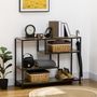 Voir la diapositive 2 : HOMCOM Console design industriel 4 étagères acier noir panneaux aspect bois vieilli