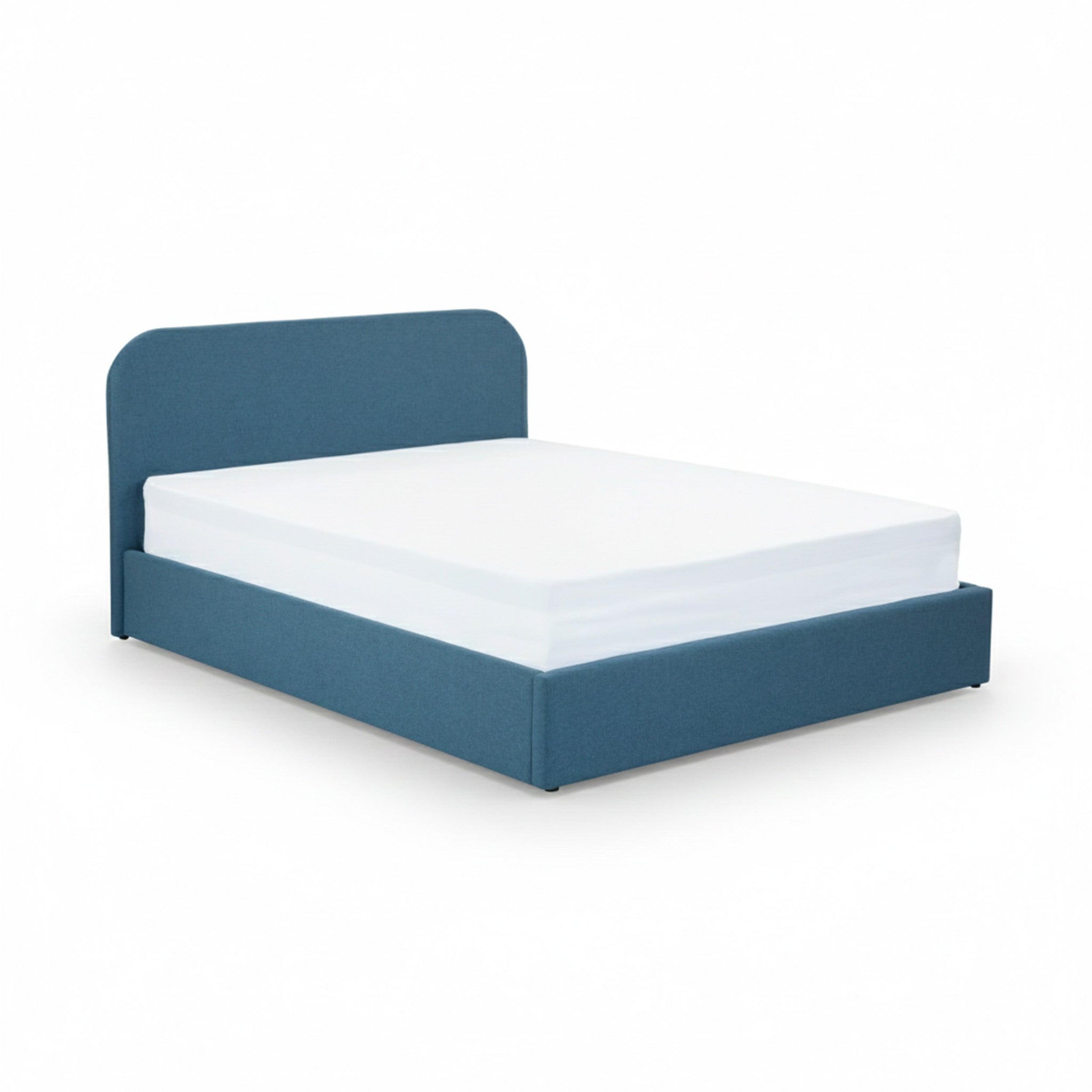 MAISON PAVANE Lit double avec coffre 160x200 cm en tissu bleu-tilly