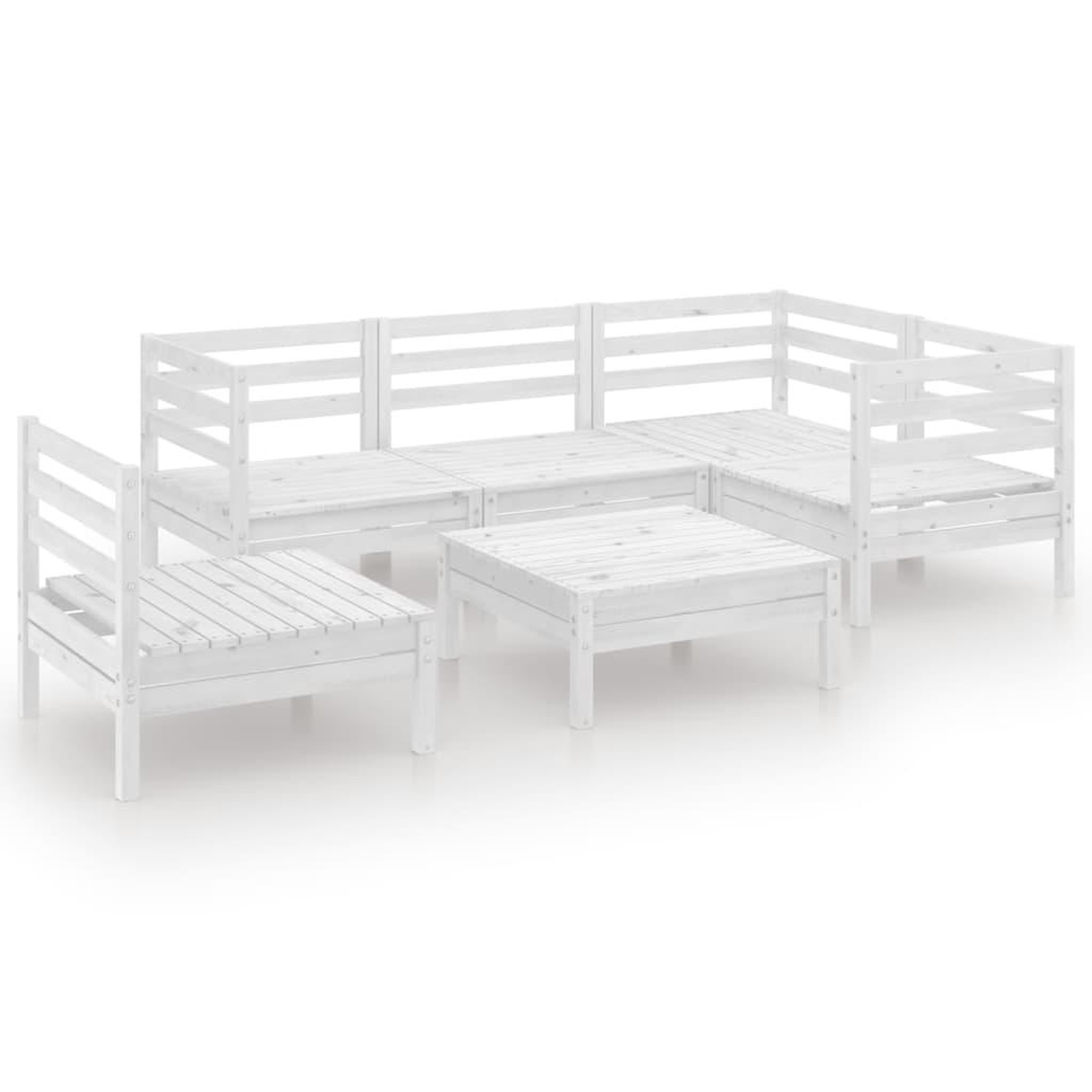 Voir la diapositive 2 : VIDAXL Salon de jardin 6 pcs Bois de pin massif Blanc