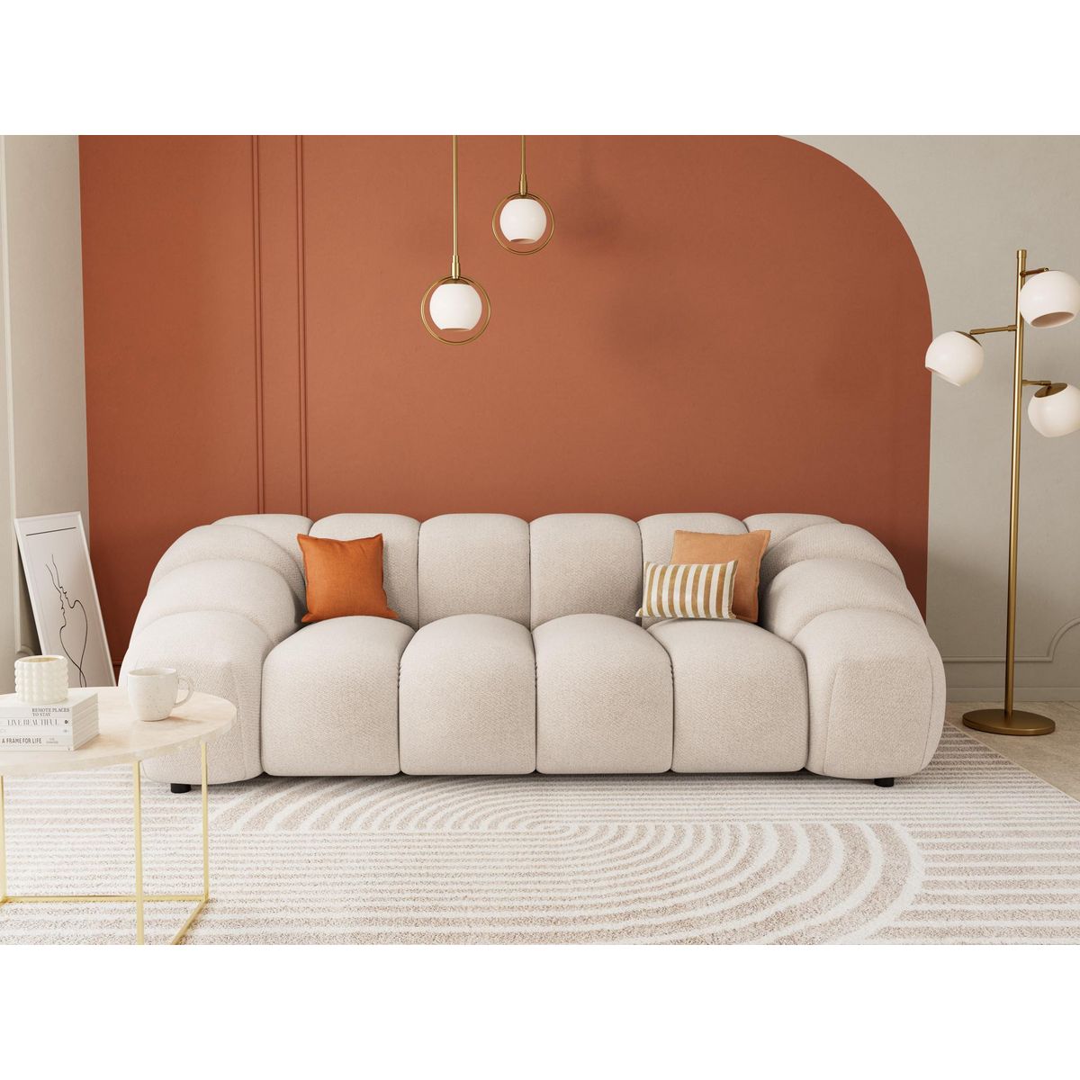 LISA DESIGN Ava - canapé 3 places en velours texturé