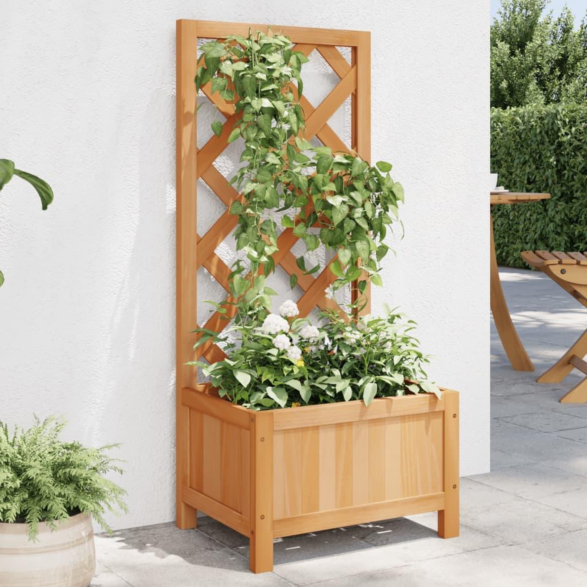 VIDAXL Jardiniere avec treillis marron bois massif de sapin
