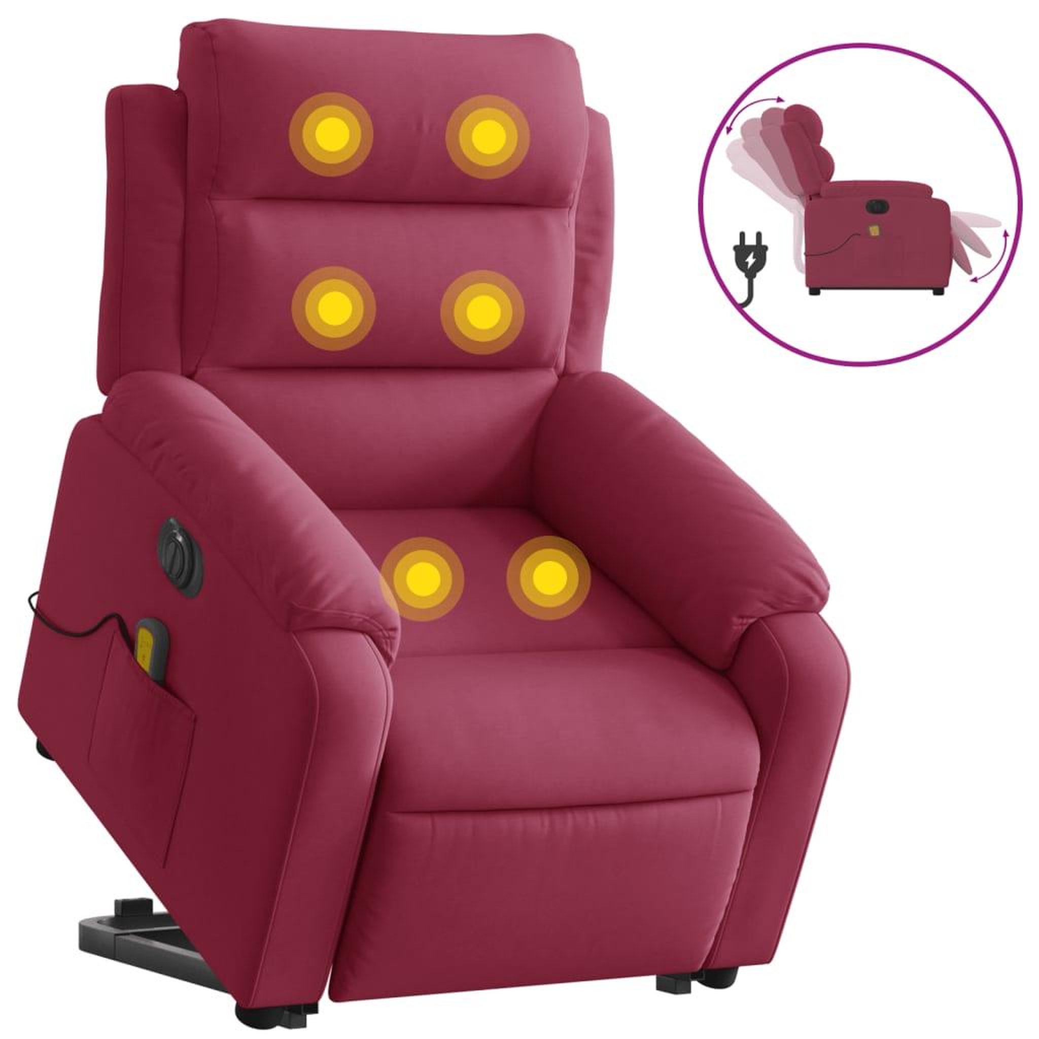 Voir la diapositive 2 : VIDAXL Fauteuil inclinable de massage electrique rouge bordeaux