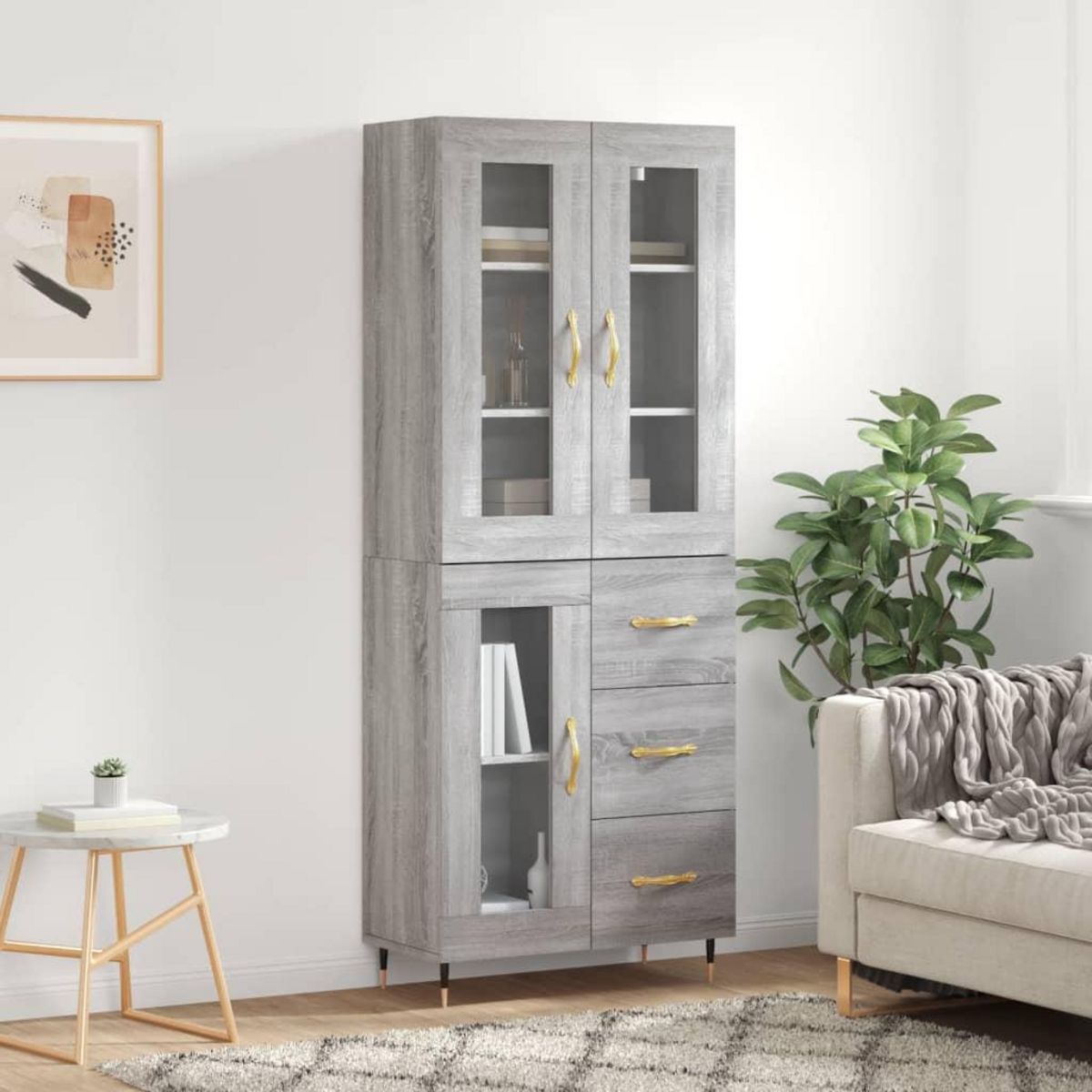 VIDAXL Buffet haut Sonoma gris 69,5x34x180 cm Bois d'ingenierie