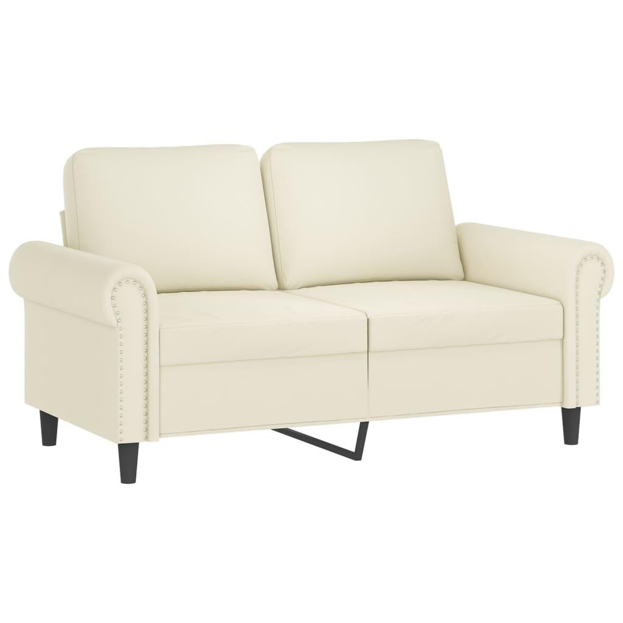 Voir la diapositive 4 : VIDAXL Canape 2 places avec oreillers decoratifs creme 120 cm velours