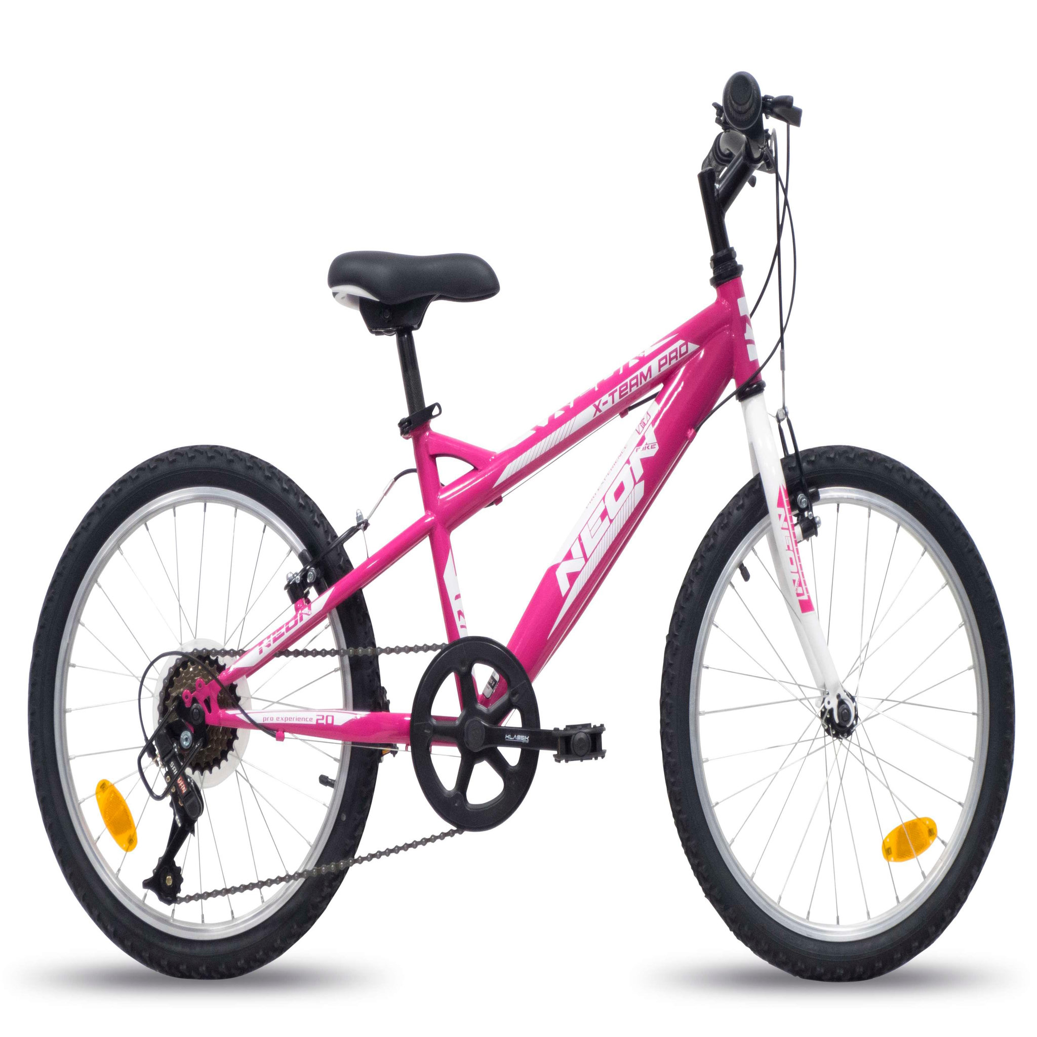Vélo enfant - VTT 20  Fille - Cadre et fourche rigide en acier - 6 vitesses - Poignée tournante - Freins V-Brake & Jantes en aluminium