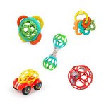 Bright Starts BRIGHT STARTS Set de hochet Oball et anneaux de dentition, 5 pieces, sans BPA, 0-24 mois