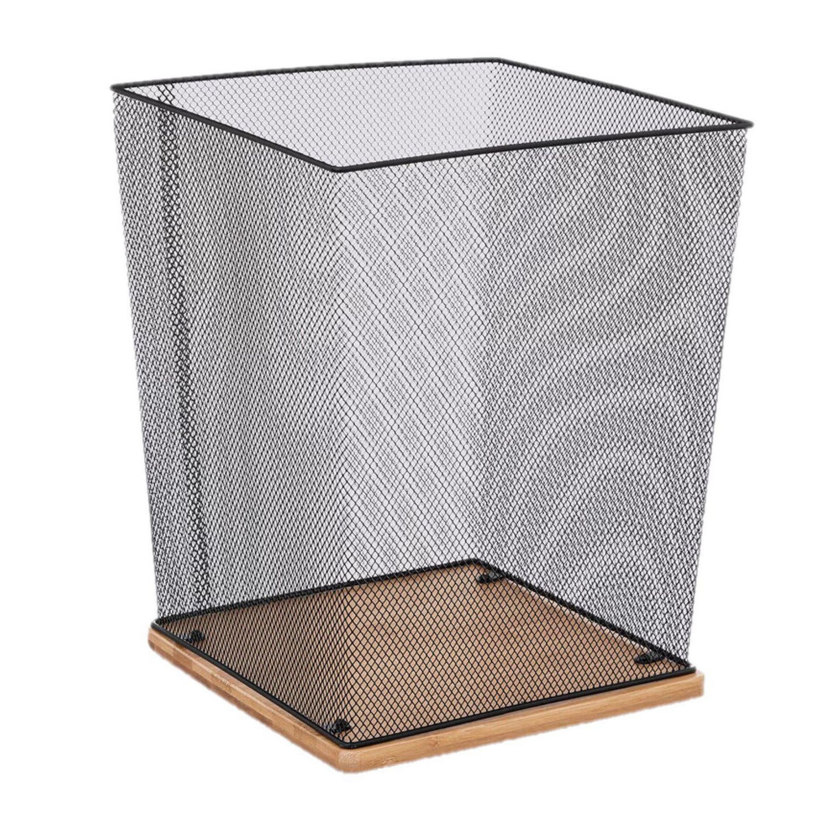 FIVE Corbeille de bureau en métal et bambou HAVI - Noir