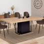 Voir la diapositive 2 : ID MARKET Table à manger extensible rectangle UGO 6-10 personnes bois façon hêtre et noir 160-200 cm
