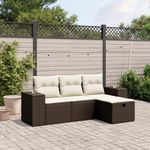 VIDAXL Salon de jardin 4 pcs avec coussins marron resine tressee