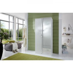 MARKET24 Armoire 2 portes battantes + miroir - Blanc brillant - L 91 x P 56 x H 199 cm - TRIO