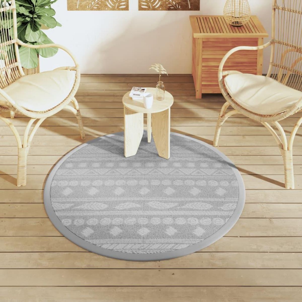 VIDAXL Tapis d'exterieur ARAKIL gris Ø120 cm PP