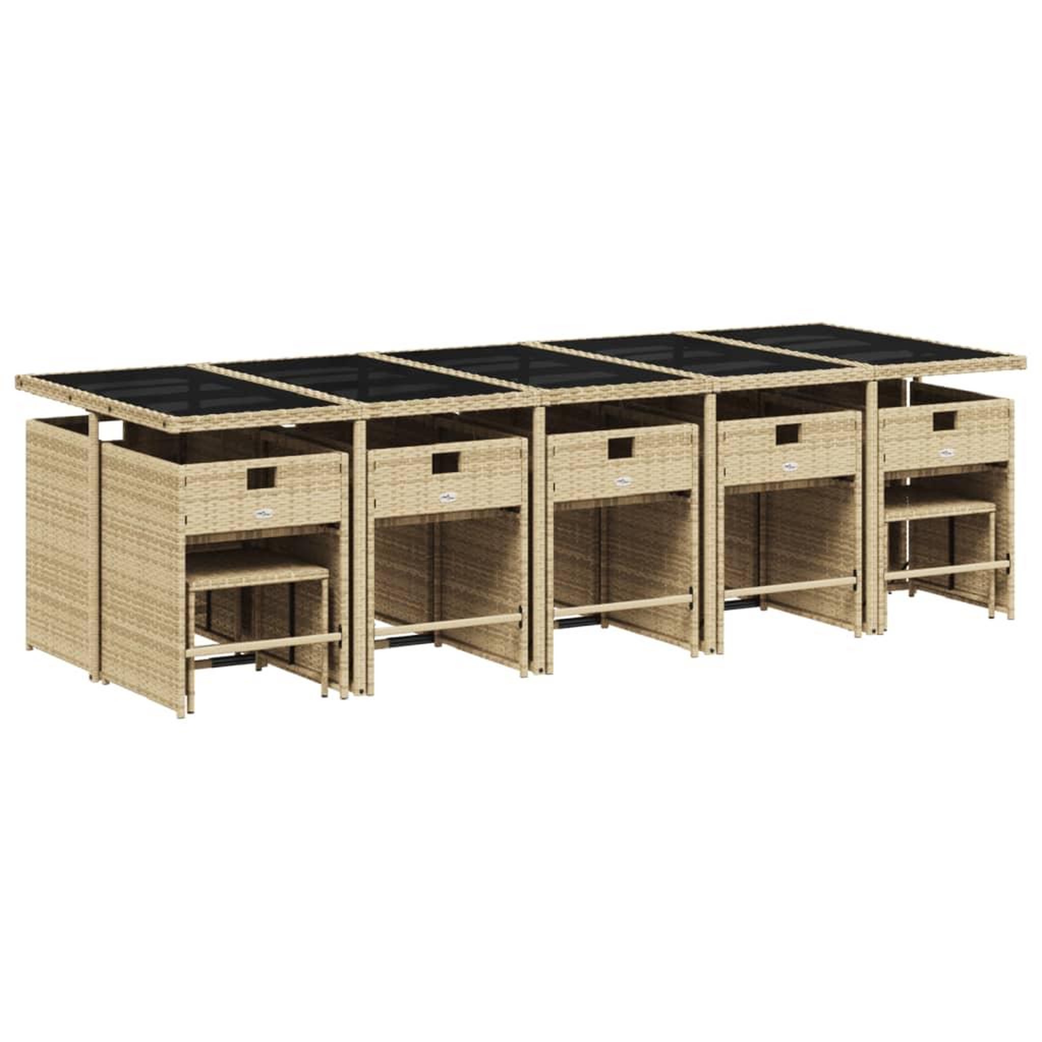 Voir la diapositive 3 : VIDAXL Ensemble a manger de jardin et coussins 15 pcs melange beige