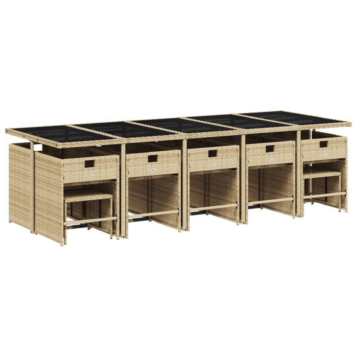 VIDAXL Ensemble a manger de jardin et coussins 15 pcs melange beige