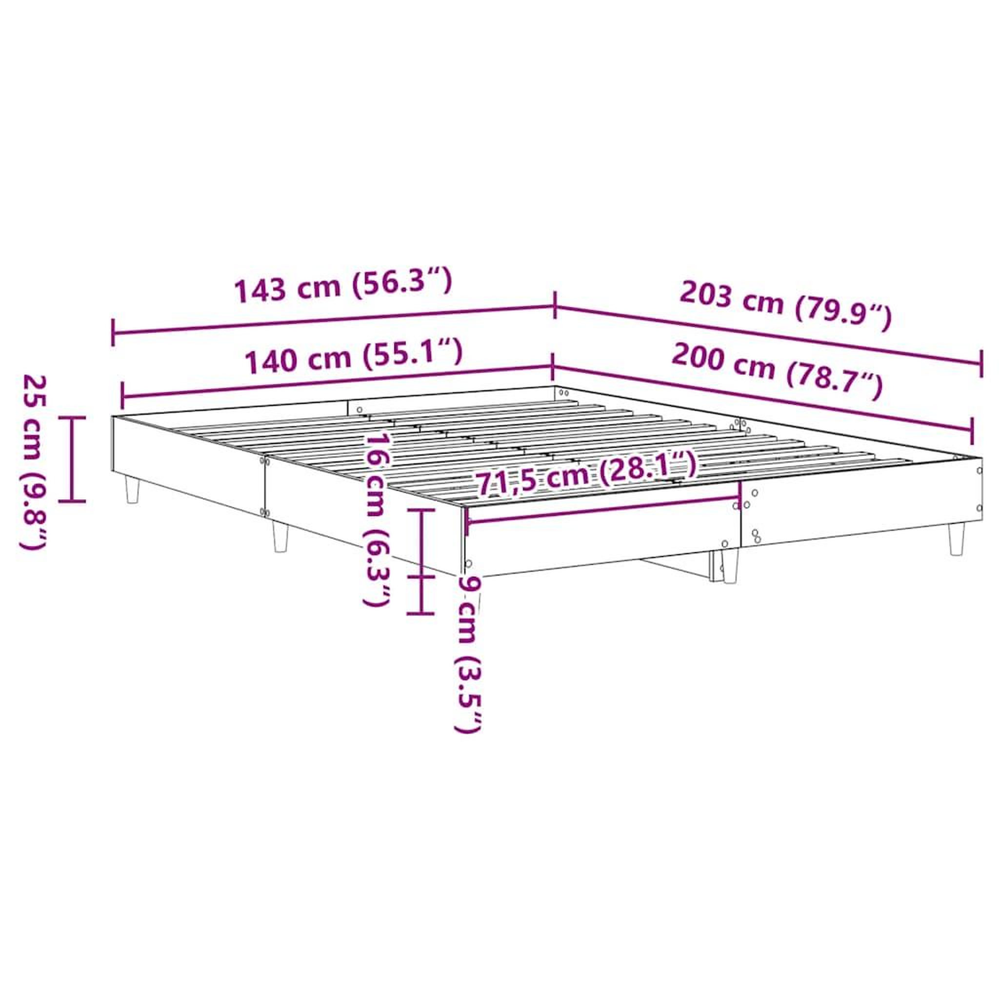 Voir la diapositive 6 : VIDAXL Cadre de lit sans matelas blanc 140x200 cm bois d'ingenierie