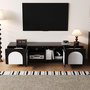 Voir la diapositive 5 : MERAX Meuble tv noir+blanc 180 cm mdf