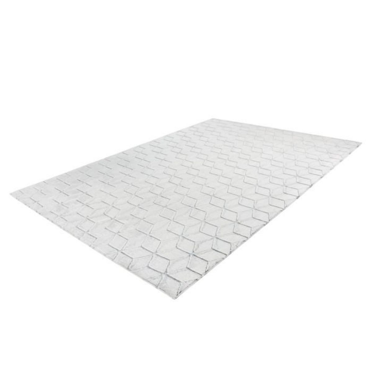 Paris Prix Tapis Shaggy Effet 3D  Vivica  Blanc & Anthracite