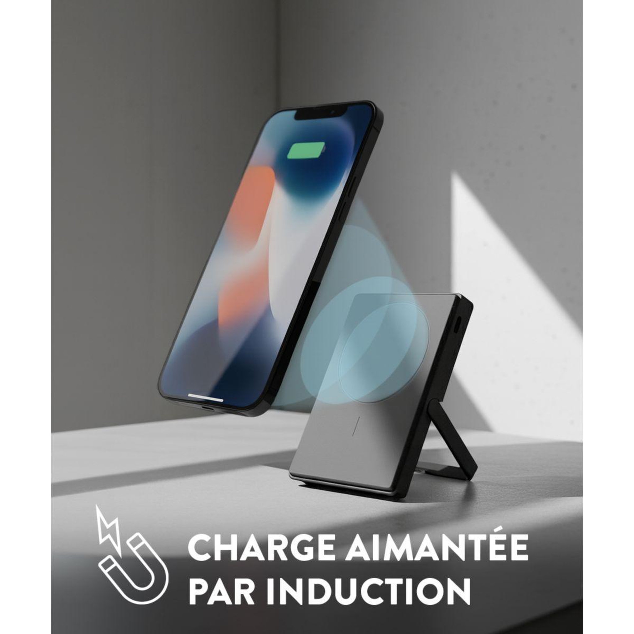 Voir la diapositive 5 : CASYX Batterie externe 5000 mah qi2 magsafe avec bequille vert