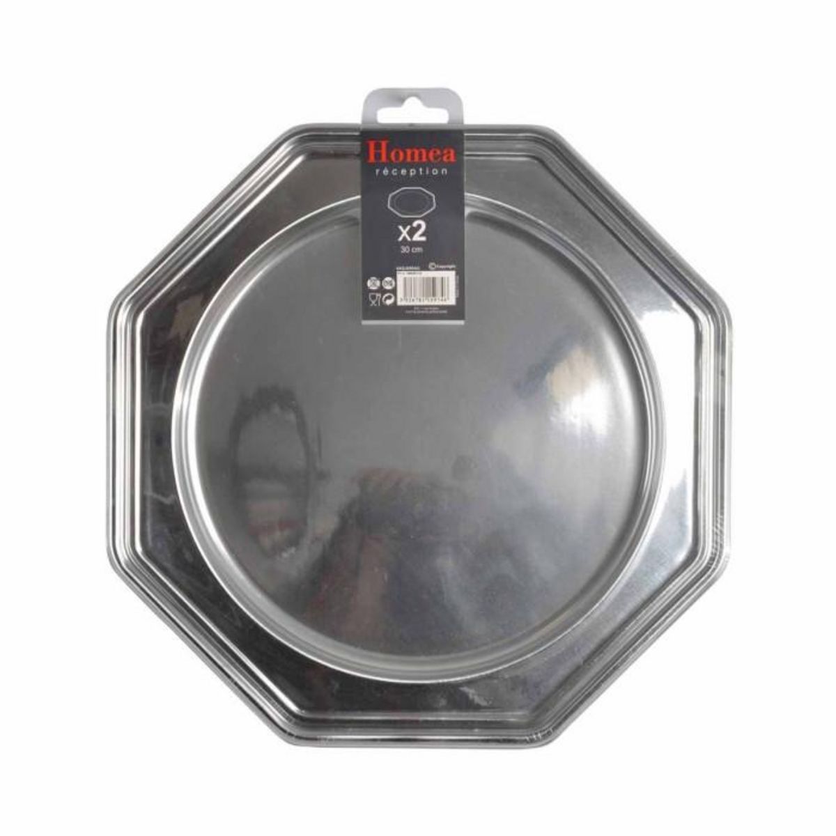 Paris Prix Lot de 2 Plateaux Déco  Octogonaux  30cm Argent