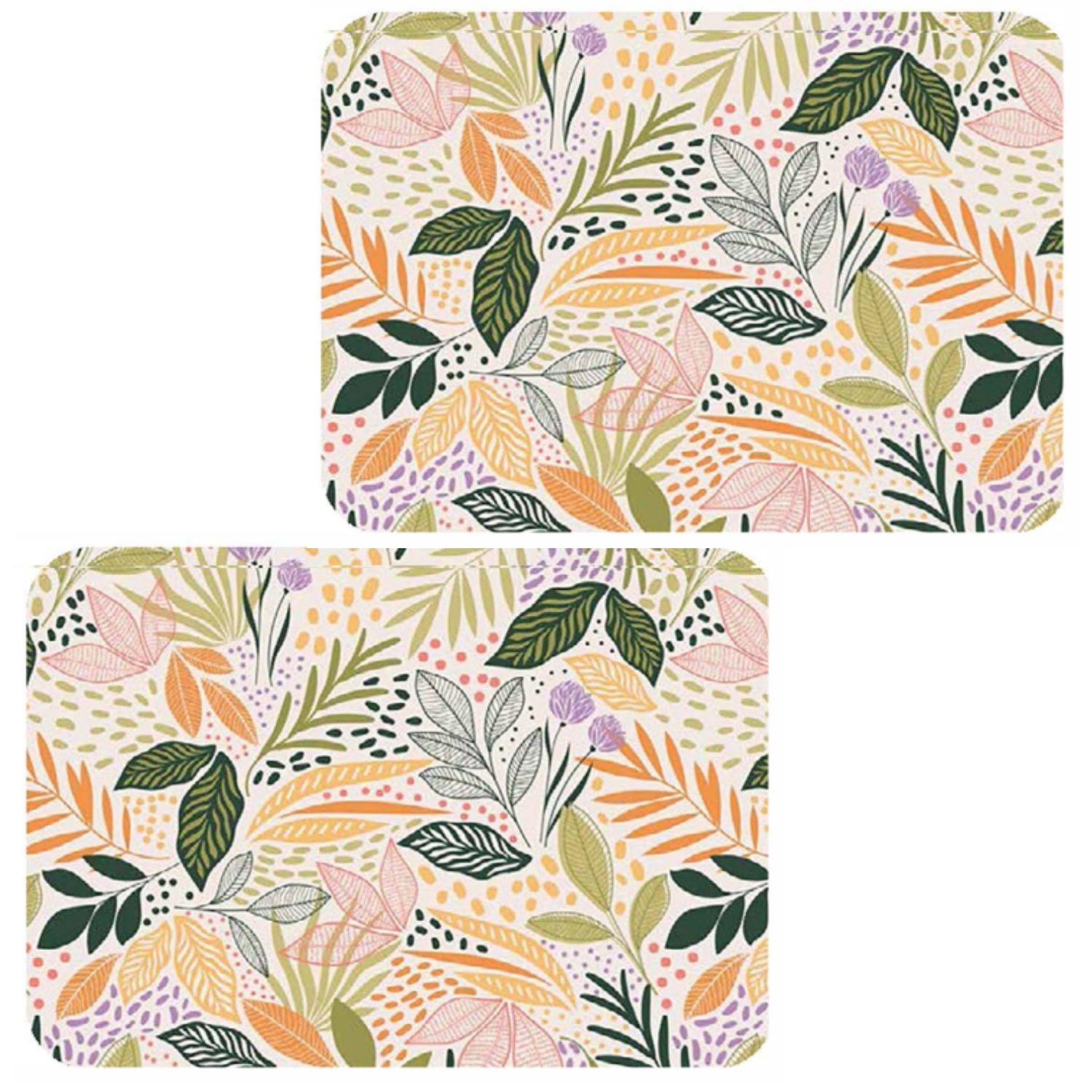 HABITABLE Lot de 2 sets de table motifs feuillage MAOLI - 28 x 43 cm - Multicolore