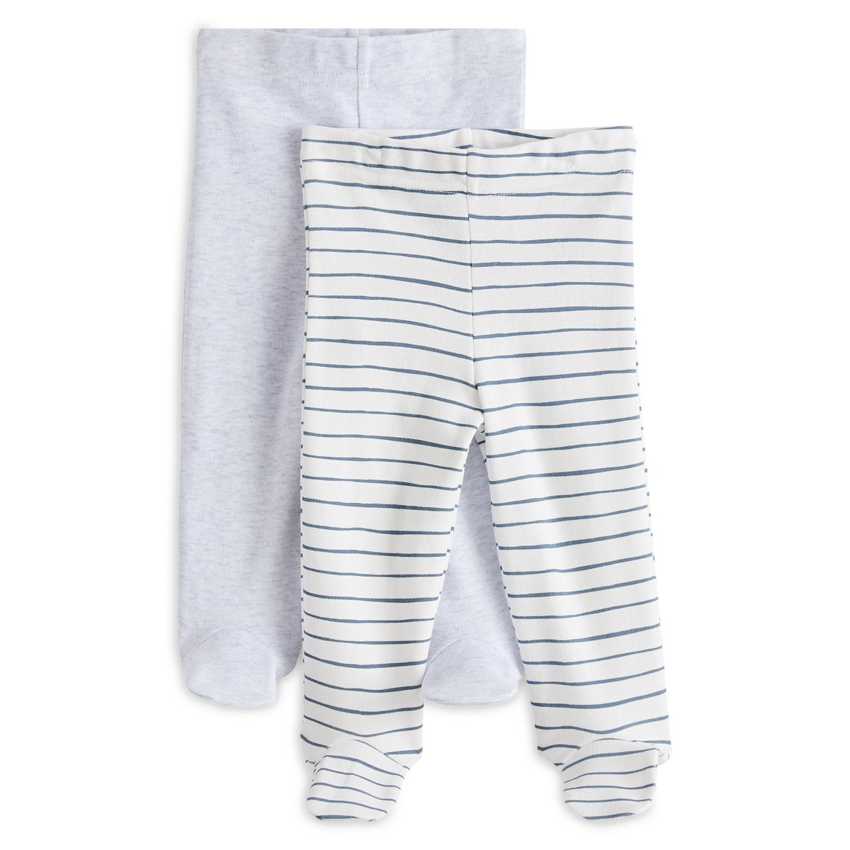 INEXTENSO Lot de 2 pantalons de naissance avec pieds bébé 