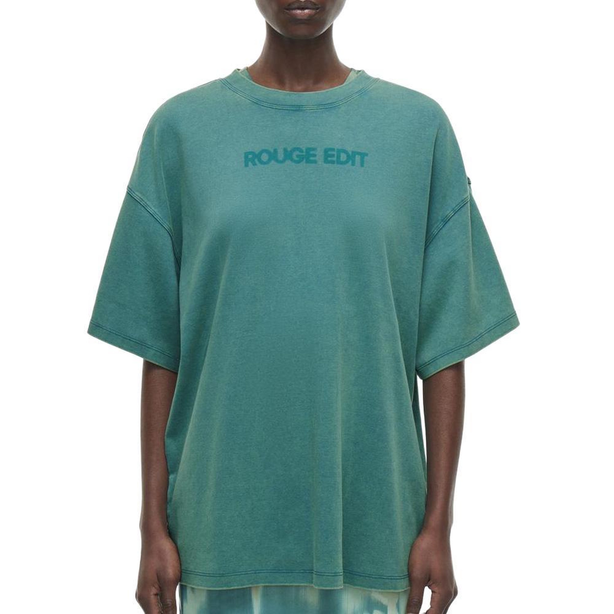 Vila T-Shirt Vert/Bleu Femme Rouge Edit Rousophia. Coloris disponibles : Bleu