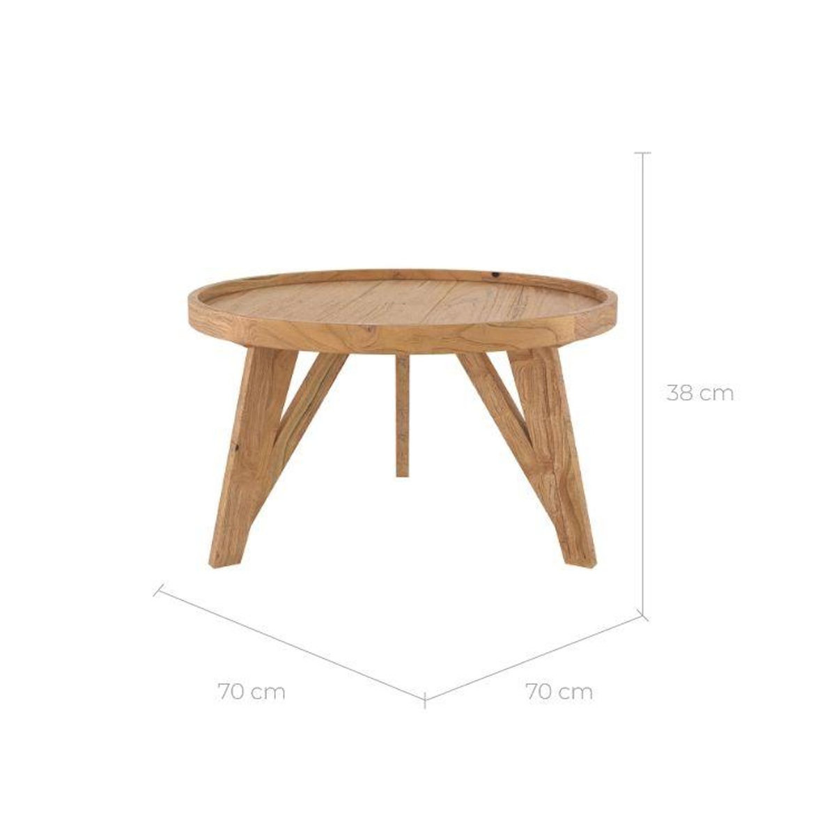 Rendez vous déco Table basse ronde en bois de teck recyclé D70 cm-Oly