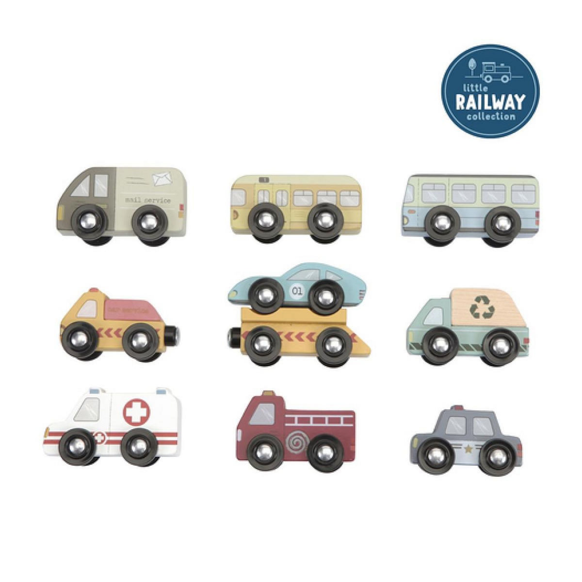 LITTLE DUTCH extension Circuit train en bois - 9 vehicules