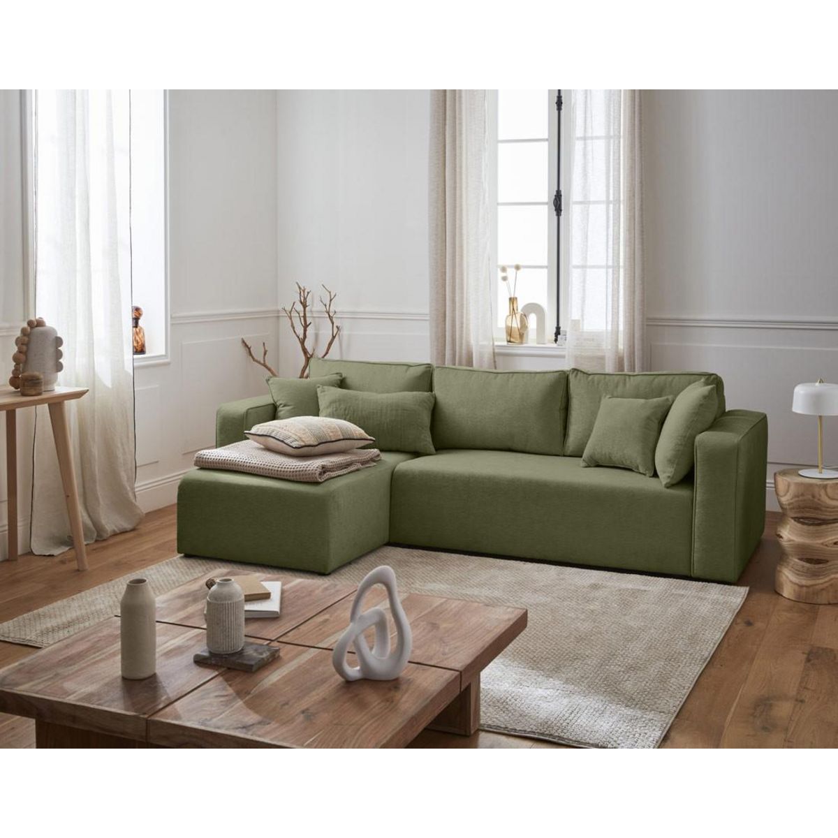 BEST MOBILIER Topaze - canapé d'angle réversible - 4 places - convertible avec coffre - en tissu