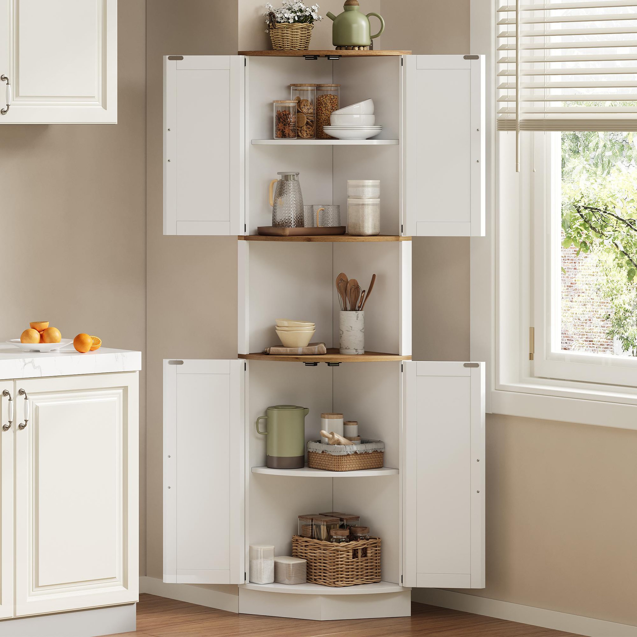 Voir la diapositive 5 : MERAX Buffet de cuisine d'angle 4 portes - 39,5 cm blanc mdf