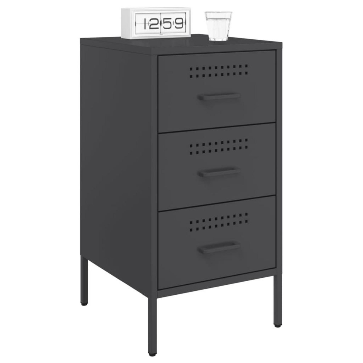 VIDAXL Tables de chevet 2 pcs noir 36x39x68 cm acier