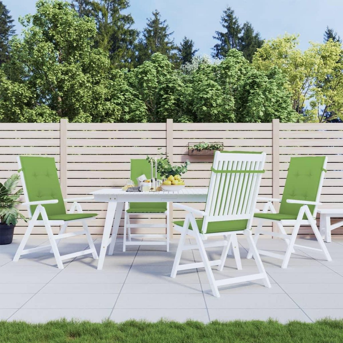 VIDAXL Coussins de chaise a dossier haut lot de 4 vert melange tissu