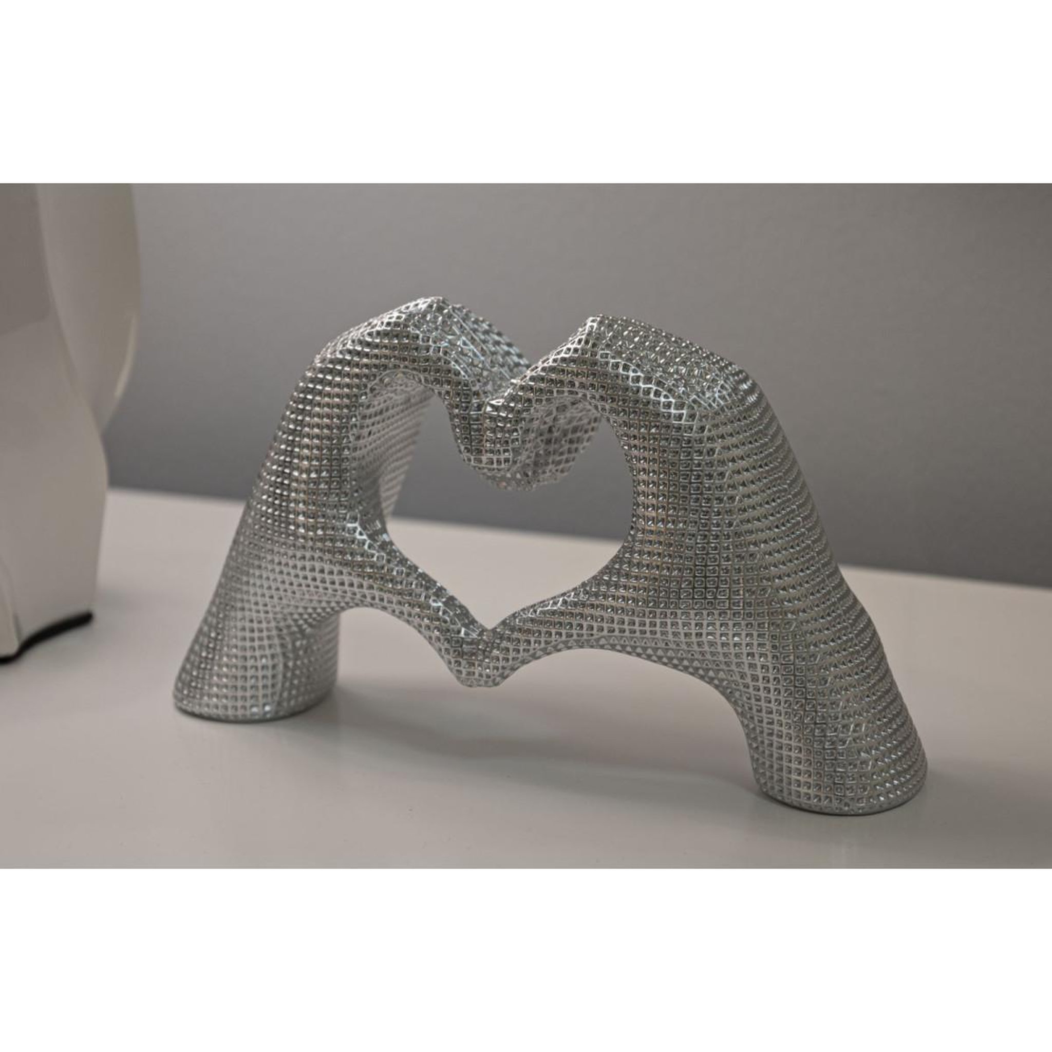 Voir la diapositive 4 : Paris Prix Mains cœur déco  lover  25cm argent