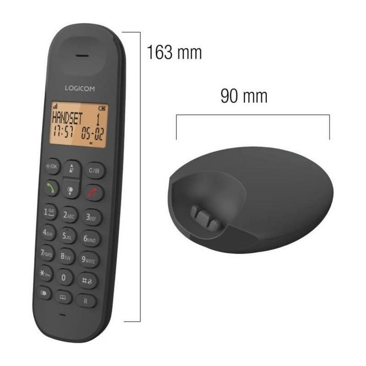 Logicom Téléphone fixe sans fil - LOGICOM - DECT ILOA 150 SOLO - Ardoise - Sans répondeur