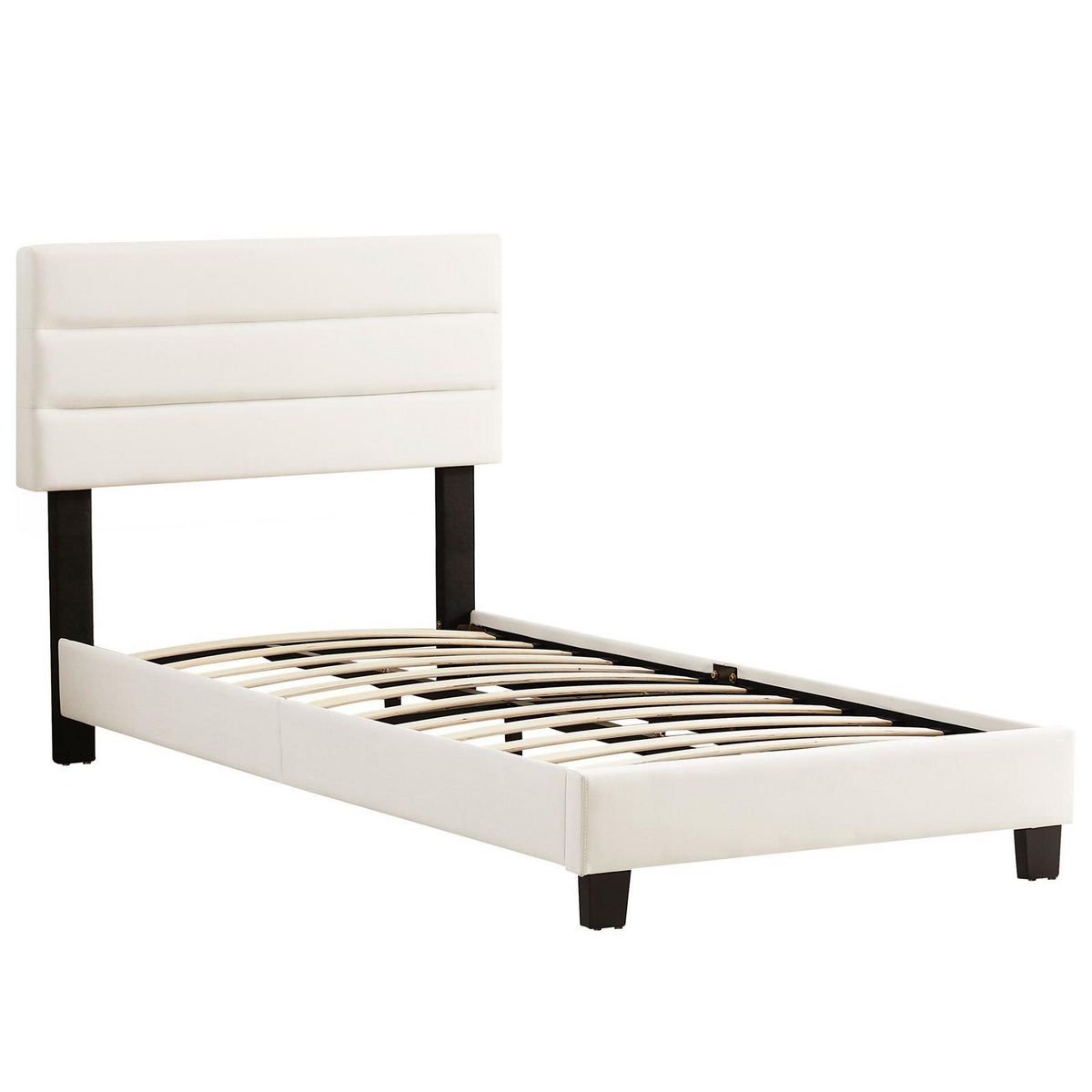 IDIMEX Lit 1 place FLORIDA, 90 x 190 cm, capitonné avec sommier, revêtement en tissu