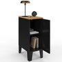 Voir la diapositive 6 : ID MARKET Lot de 2 tables de chevet ESTER 1 porte métal noir plateau façon hêtre design industriel
