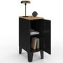 Voir la diapositive 6 : ID MARKET Lot de 2 tables de chevet ESTER 1 porte métal noir plateau façon hêtre design industriel