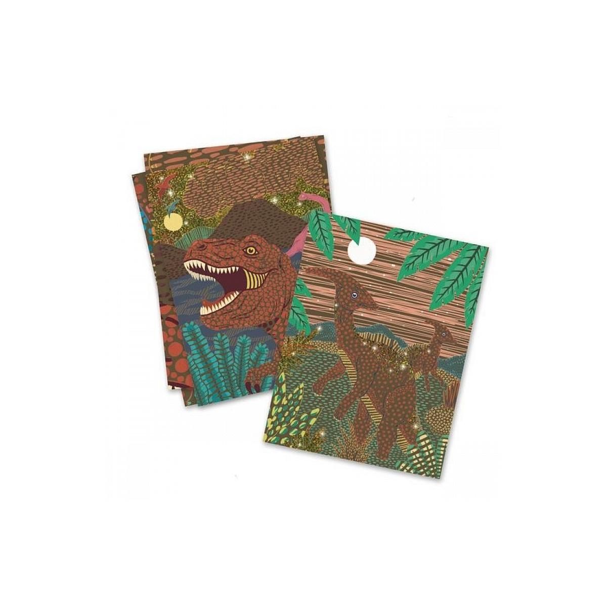 Djeco Cartes a gratter Le Regne des Dinosaures